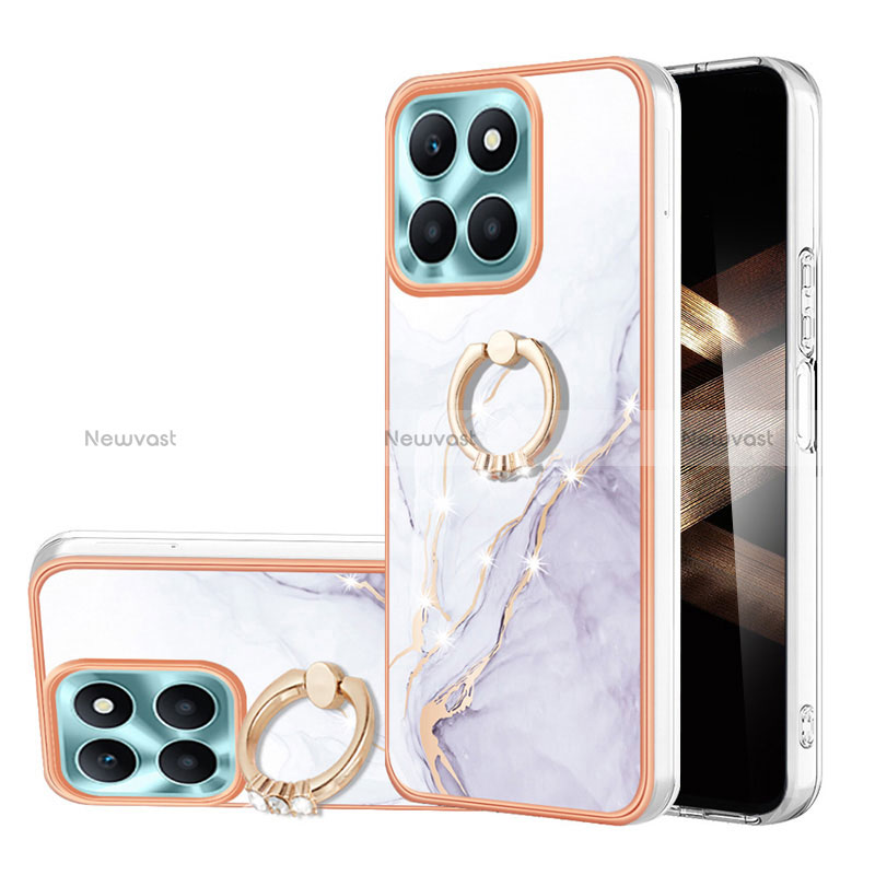 Silicone Candy Rubber Gel Fashionable Pattern Soft Case Cover with Finger Ring Stand YB5 for Huawei Honor X8b