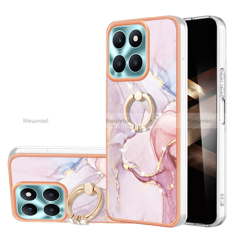 Silicone Candy Rubber Gel Fashionable Pattern Soft Case Cover with Finger Ring Stand YB5 for Huawei Honor X8b