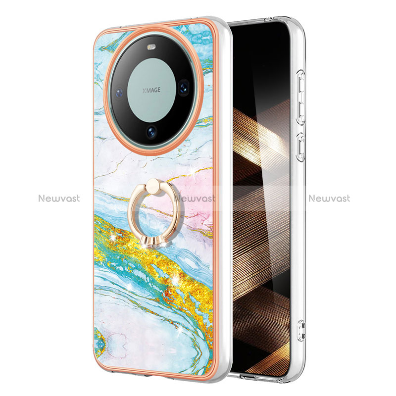 Silicone Candy Rubber Gel Fashionable Pattern Soft Case Cover with Finger Ring Stand YB5 for Huawei Mate 60 Pro