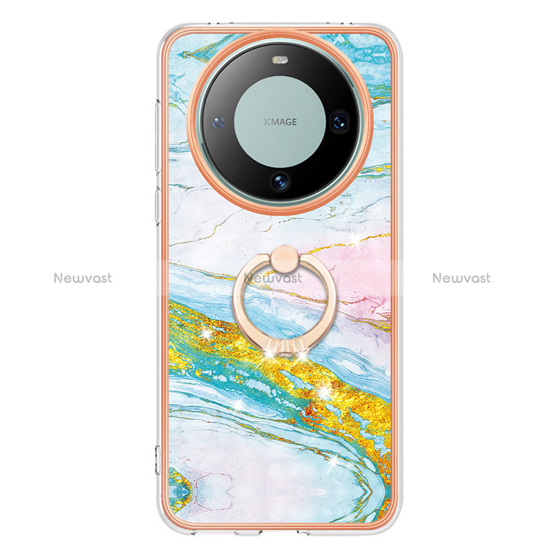 Silicone Candy Rubber Gel Fashionable Pattern Soft Case Cover with Finger Ring Stand YB5 for Huawei Mate 60 Pro