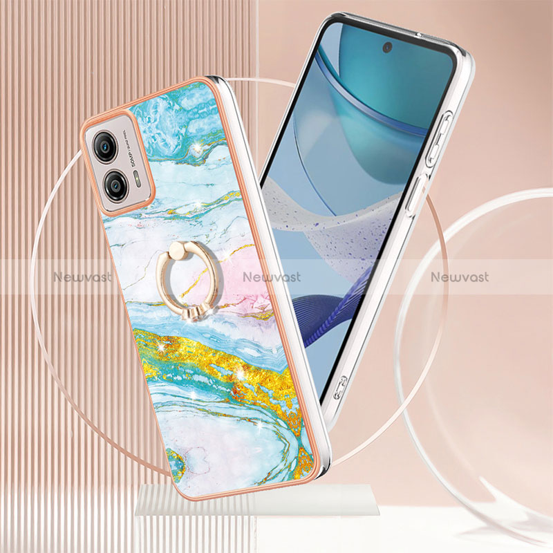 Silicone Candy Rubber Gel Fashionable Pattern Soft Case Cover with Finger Ring Stand YB5 for Motorola Moto G53j 5G
