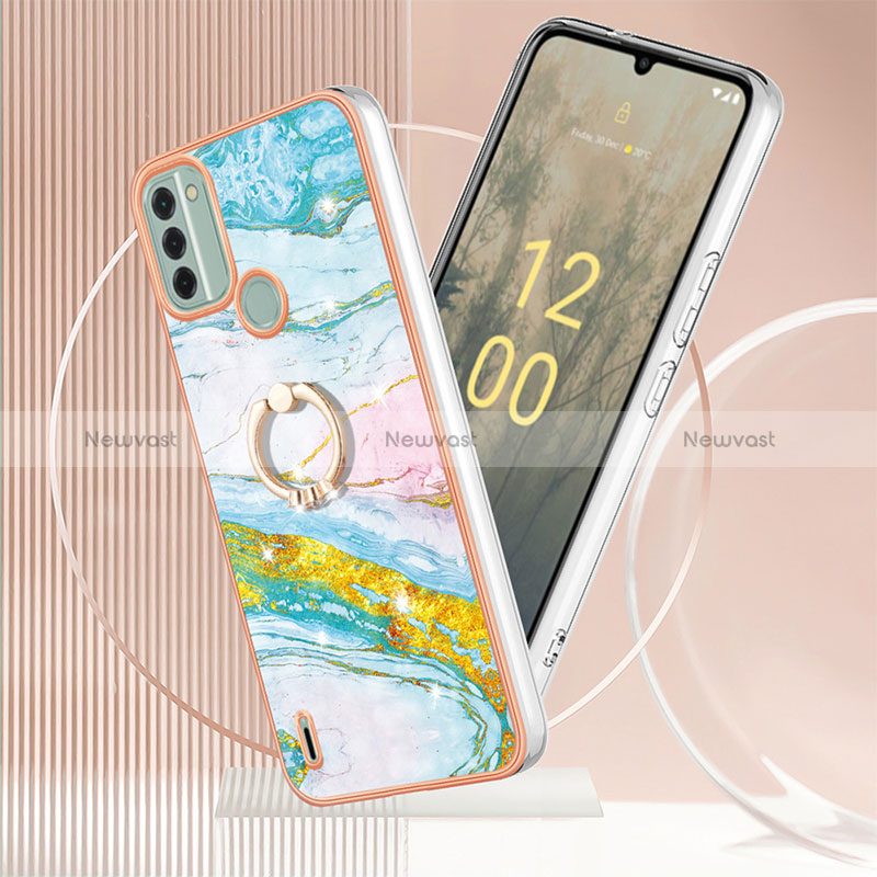 Silicone Candy Rubber Gel Fashionable Pattern Soft Case Cover with Finger Ring Stand YB5 for Nokia C31