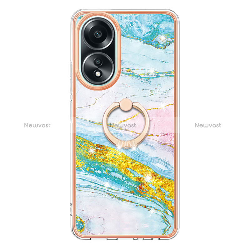 Silicone Candy Rubber Gel Fashionable Pattern Soft Case Cover with Finger Ring Stand YB5 for Oppo A18