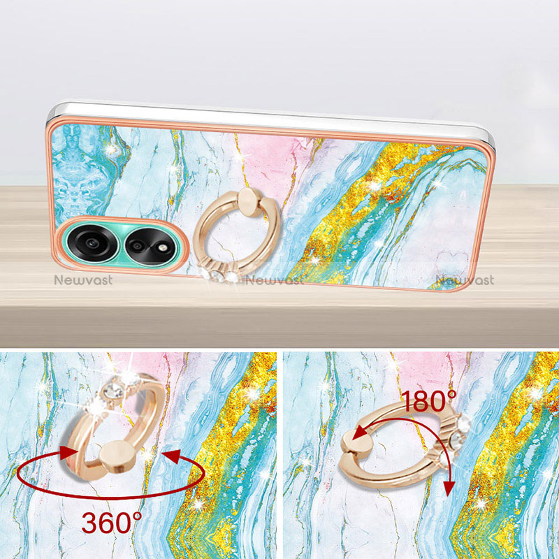 Silicone Candy Rubber Gel Fashionable Pattern Soft Case Cover with Finger Ring Stand YB5 for Oppo A78 4G