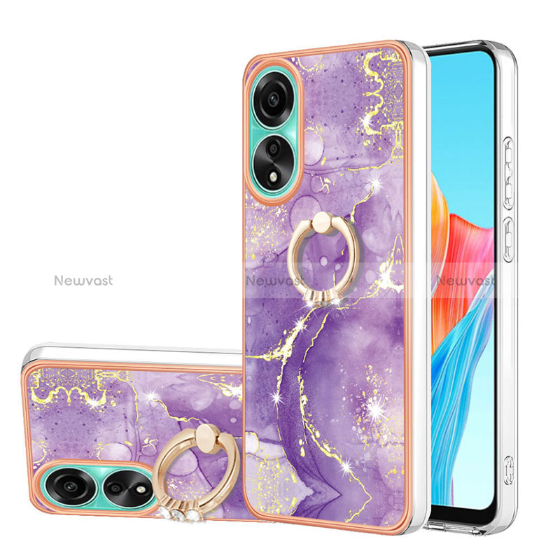 Silicone Candy Rubber Gel Fashionable Pattern Soft Case Cover with Finger Ring Stand YB5 for Oppo A78 4G