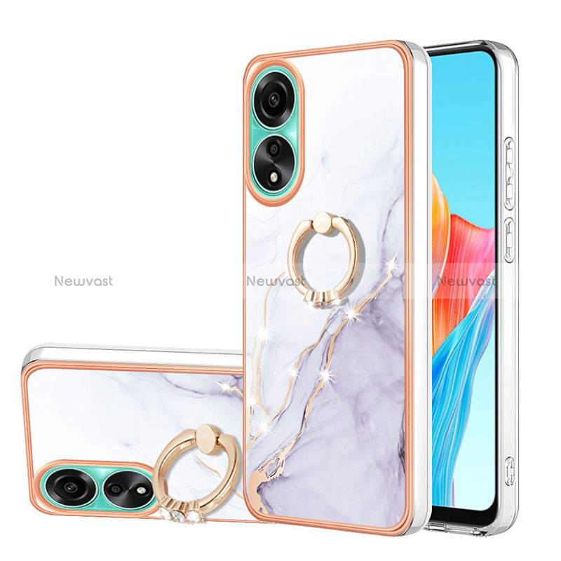 Silicone Candy Rubber Gel Fashionable Pattern Soft Case Cover with Finger Ring Stand YB5 for Oppo A78 4G