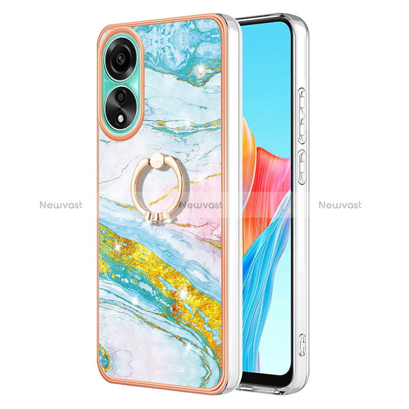 Silicone Candy Rubber Gel Fashionable Pattern Soft Case Cover with Finger Ring Stand YB5 for Oppo A78 4G