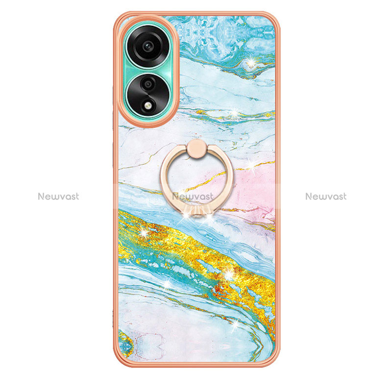 Silicone Candy Rubber Gel Fashionable Pattern Soft Case Cover with Finger Ring Stand YB5 for Oppo A78 4G