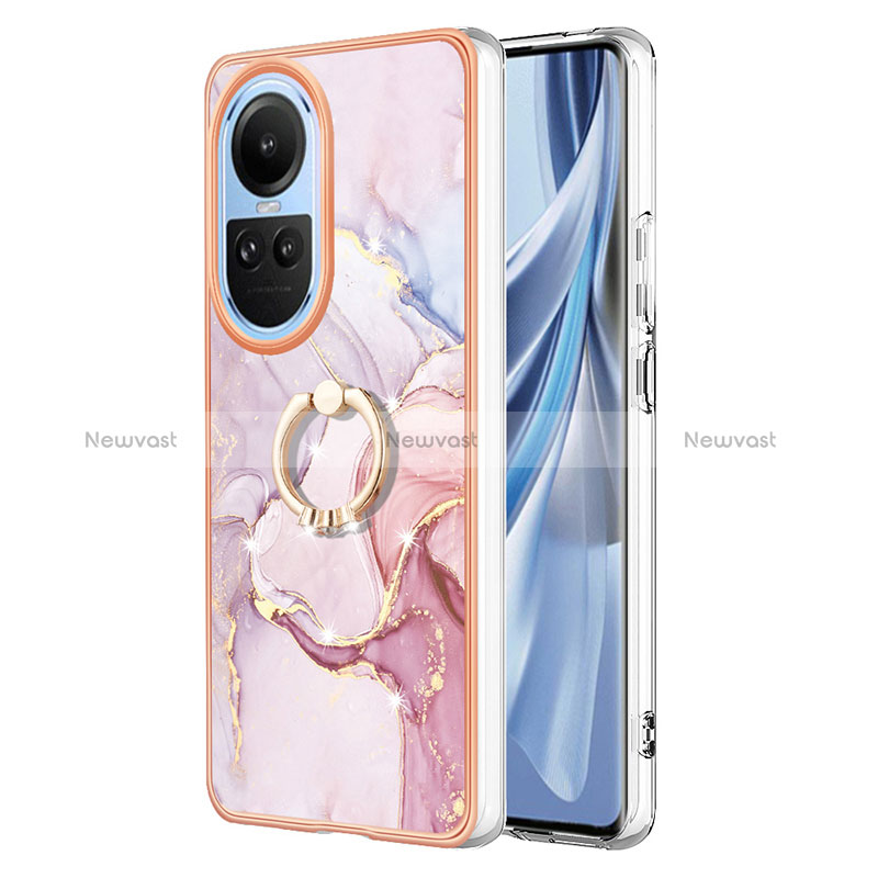 Silicone Candy Rubber Gel Fashionable Pattern Soft Case Cover with Finger Ring Stand YB5 for Oppo Reno10 5G