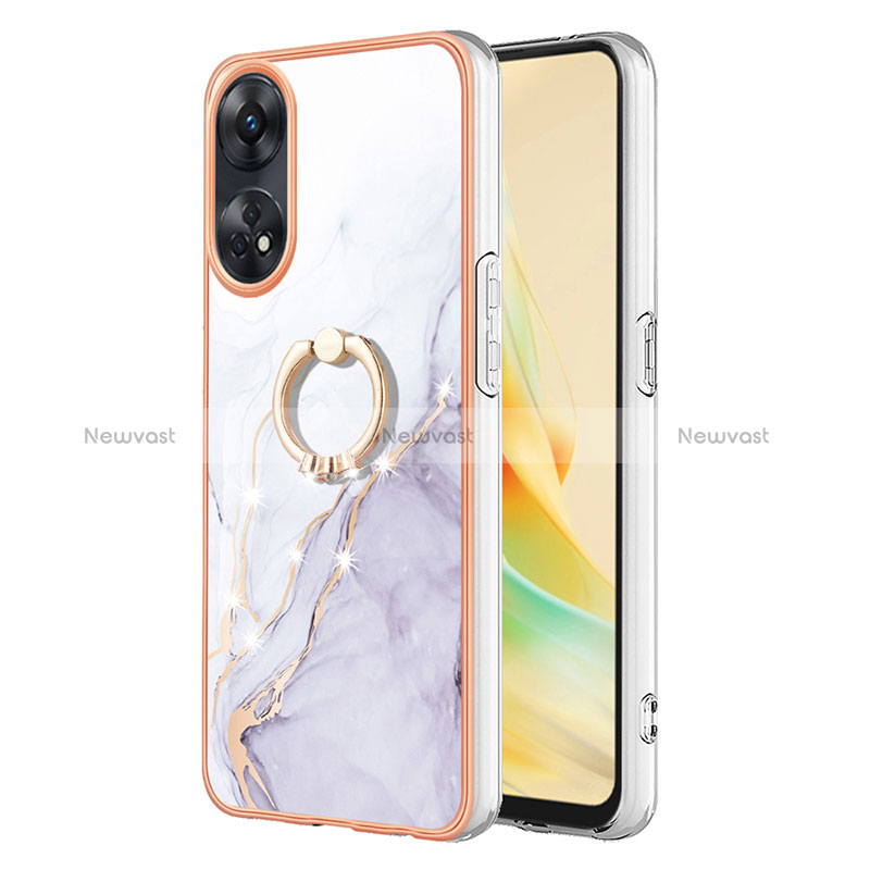 Silicone Candy Rubber Gel Fashionable Pattern Soft Case Cover with Finger Ring Stand YB5 for Oppo Reno8 T 4G