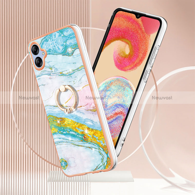 Silicone Candy Rubber Gel Fashionable Pattern Soft Case Cover with Finger Ring Stand YB5 for Samsung Galaxy A04E
