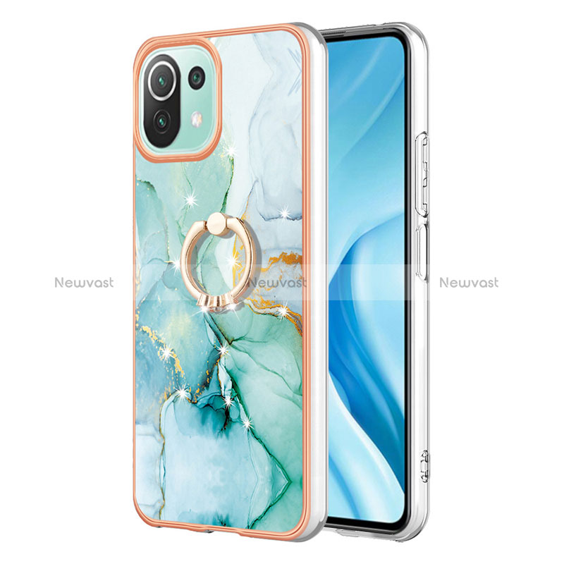 Silicone Candy Rubber Gel Fashionable Pattern Soft Case Cover with Finger Ring Stand YB5 for Xiaomi Mi 11 Lite 4G