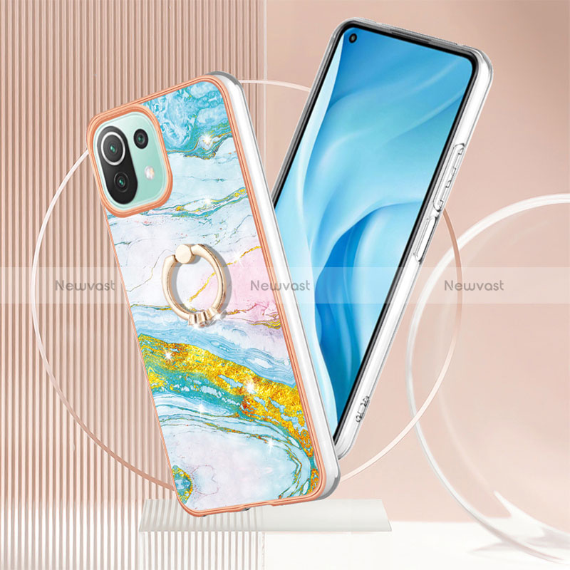 Silicone Candy Rubber Gel Fashionable Pattern Soft Case Cover with Finger Ring Stand YB5 for Xiaomi Mi 11 Lite 5G