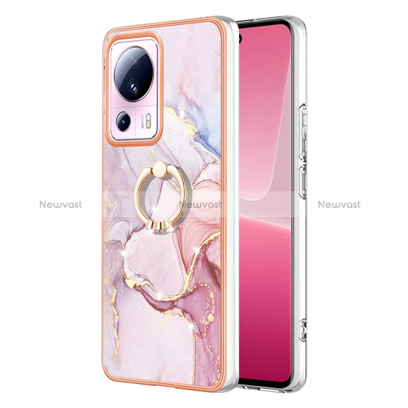 Silicone Candy Rubber Gel Fashionable Pattern Soft Case Cover with Finger Ring Stand YB5 for Xiaomi Mi 12 Lite NE 5G Pink