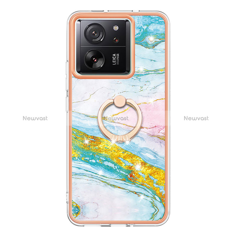 Silicone Candy Rubber Gel Fashionable Pattern Soft Case Cover with Finger Ring Stand YB5 for Xiaomi Mi 13T Pro 5G