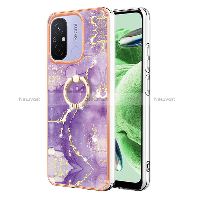 Silicone Candy Rubber Gel Fashionable Pattern Soft Case Cover with Finger Ring Stand YB5 for Xiaomi Poco C55