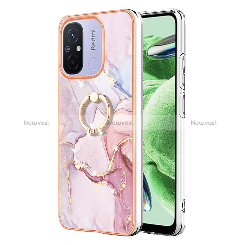 Silicone Candy Rubber Gel Fashionable Pattern Soft Case Cover with Finger Ring Stand YB5 for Xiaomi Poco C55