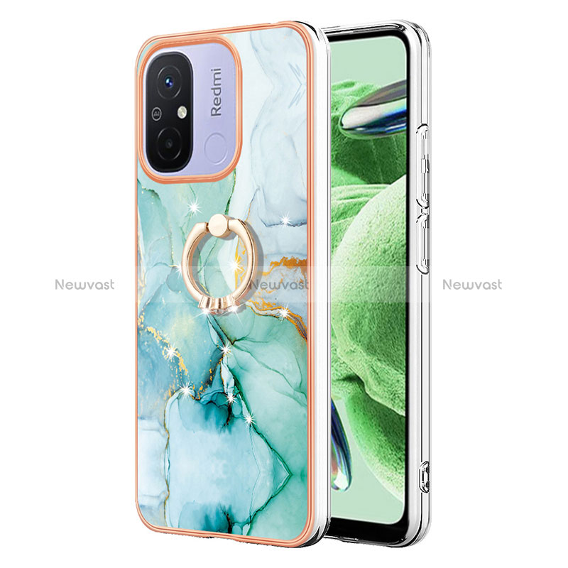 Silicone Candy Rubber Gel Fashionable Pattern Soft Case Cover with Finger Ring Stand YB5 for Xiaomi Poco C55