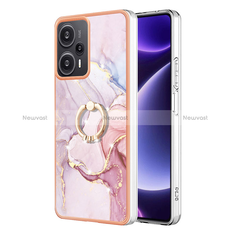 Silicone Candy Rubber Gel Fashionable Pattern Soft Case Cover with Finger Ring Stand YB5 for Xiaomi Poco F5 5G