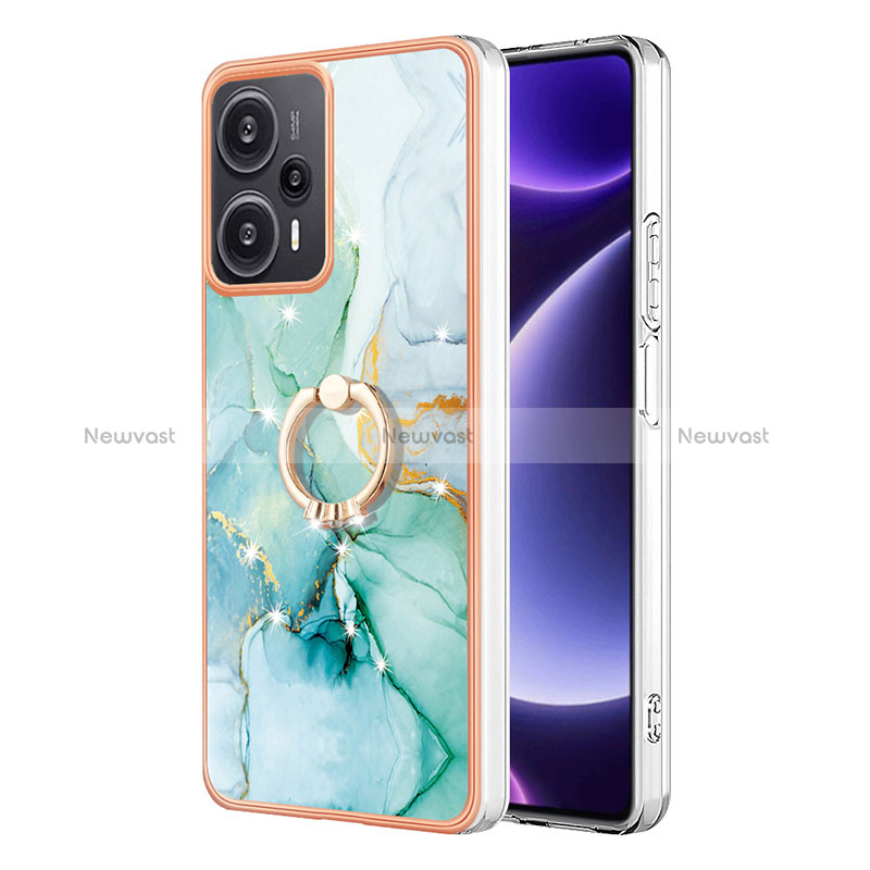 Silicone Candy Rubber Gel Fashionable Pattern Soft Case Cover with Finger Ring Stand YB5 for Xiaomi Poco F5 5G