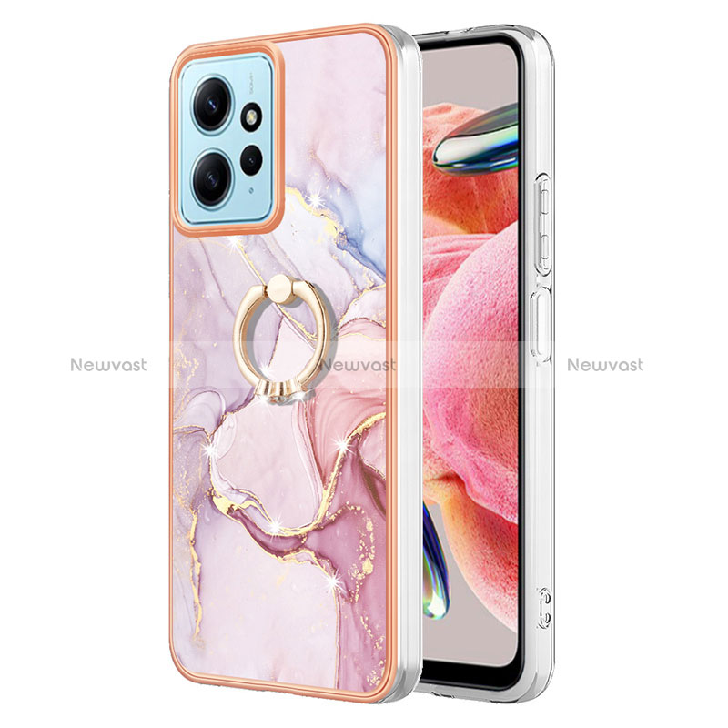 Silicone Candy Rubber Gel Fashionable Pattern Soft Case Cover with Finger Ring Stand YB5 for Xiaomi Redmi Note 12 4G