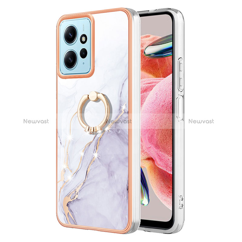 Silicone Candy Rubber Gel Fashionable Pattern Soft Case Cover with Finger Ring Stand YB5 for Xiaomi Redmi Note 12 4G