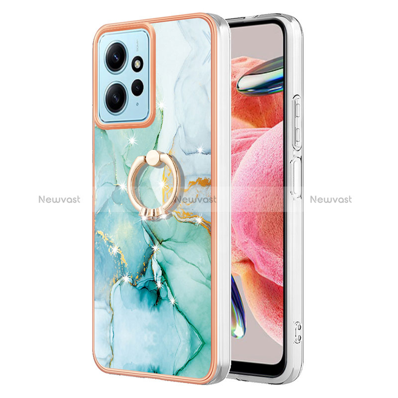 Silicone Candy Rubber Gel Fashionable Pattern Soft Case Cover with Finger Ring Stand YB5 for Xiaomi Redmi Note 12 4G