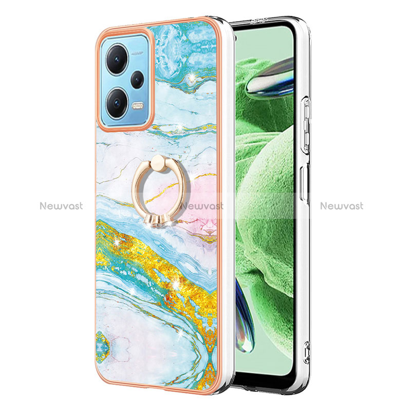 Silicone Candy Rubber Gel Fashionable Pattern Soft Case Cover with Finger Ring Stand YB5 for Xiaomi Redmi Note 12 5G