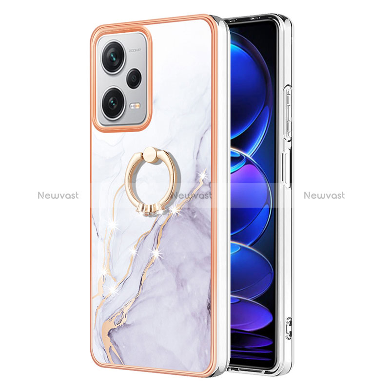 Silicone Candy Rubber Gel Fashionable Pattern Soft Case Cover with Finger Ring Stand YB5 for Xiaomi Redmi Note 12 Explorer