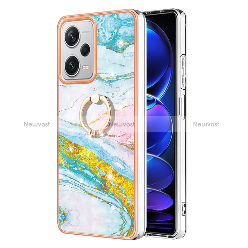 Silicone Candy Rubber Gel Fashionable Pattern Soft Case Cover with Finger Ring Stand YB5 for Xiaomi Redmi Note 12 Explorer Colorful