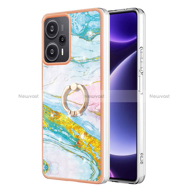 Silicone Candy Rubber Gel Fashionable Pattern Soft Case Cover with Finger Ring Stand YB5 for Xiaomi Redmi Note 12 Turbo 5G Colorful