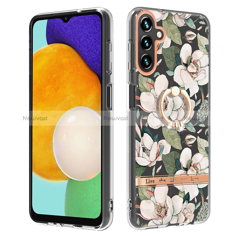 Silicone Candy Rubber Gel Fashionable Pattern Soft Case Cover with Finger Ring Stand YB6 for Samsung Galaxy A34 5G