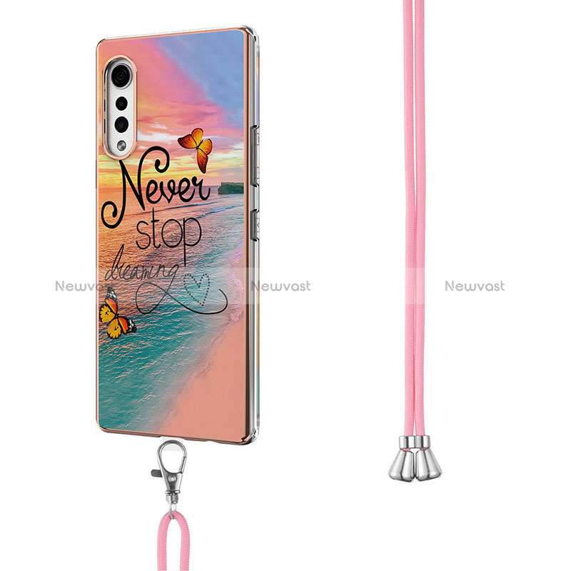 Silicone Candy Rubber Gel Fashionable Pattern Soft Case Cover with Lanyard Strap Y01B for LG Velvet 5G Mixed