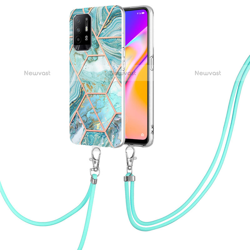 Silicone Candy Rubber Gel Fashionable Pattern Soft Case Cover with Lanyard Strap Y01B for Oppo A94 5G