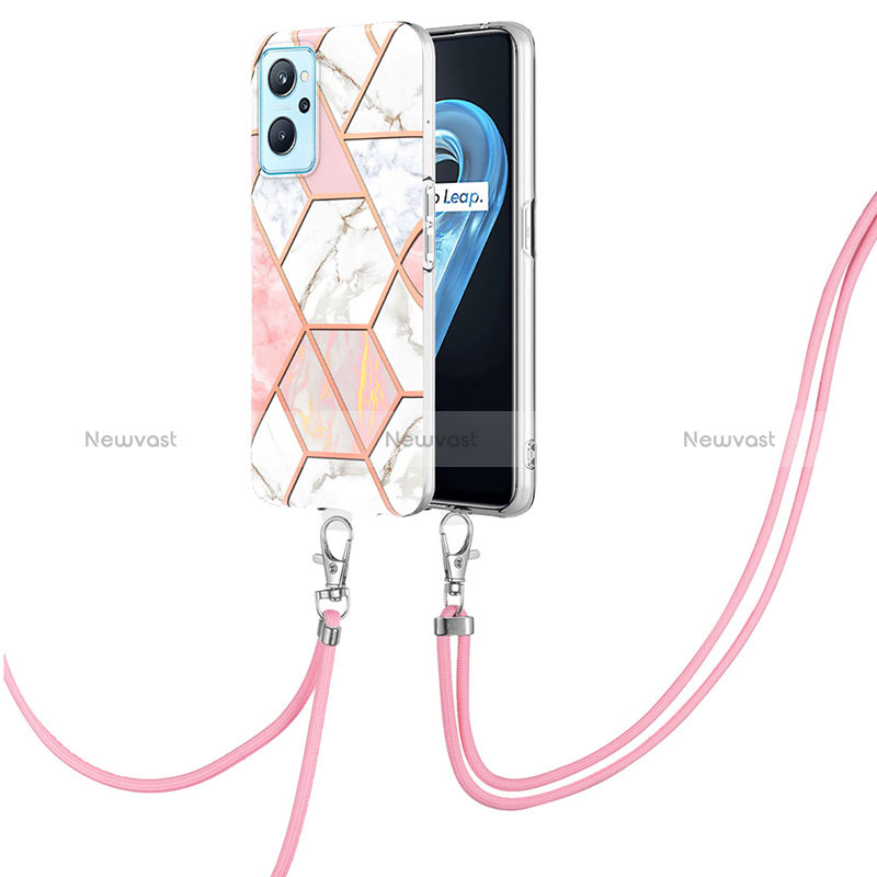 Silicone Candy Rubber Gel Fashionable Pattern Soft Case Cover with Lanyard Strap Y01B for Oppo A96 4G