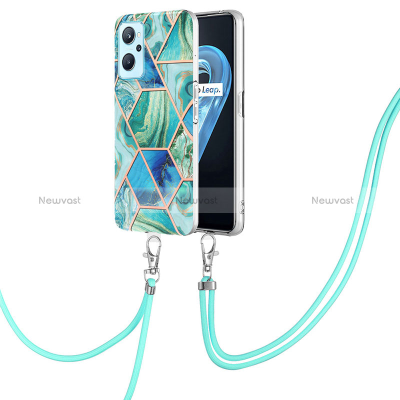 Silicone Candy Rubber Gel Fashionable Pattern Soft Case Cover with Lanyard Strap Y01B for Oppo A96 4G