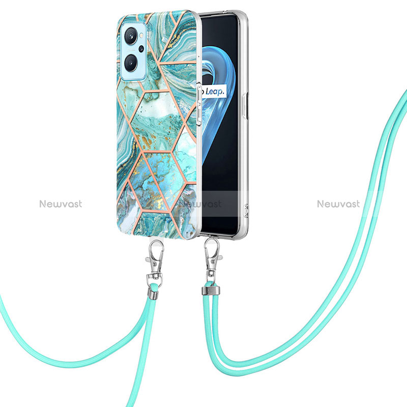 Silicone Candy Rubber Gel Fashionable Pattern Soft Case Cover with Lanyard Strap Y01B for Oppo A96 4G