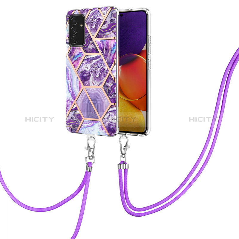 Silicone Candy Rubber Gel Fashionable Pattern Soft Case Cover with Lanyard Strap Y01B for Samsung Galaxy A05s