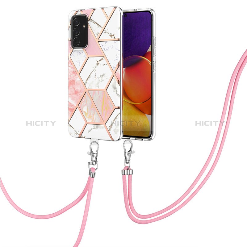 Silicone Candy Rubber Gel Fashionable Pattern Soft Case Cover with Lanyard Strap Y01B for Samsung Galaxy A05s