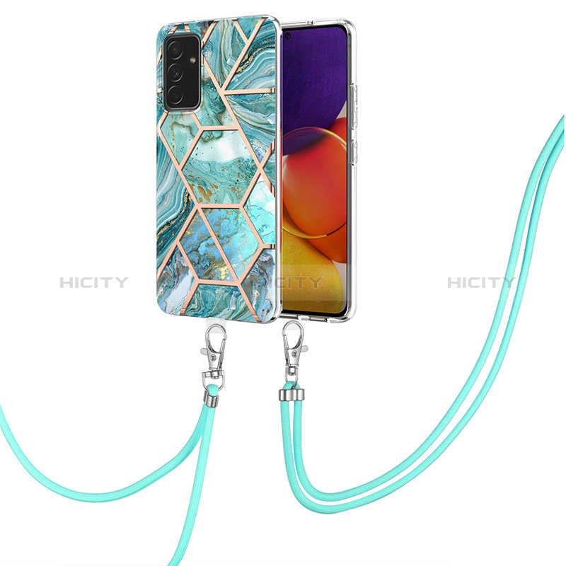 Silicone Candy Rubber Gel Fashionable Pattern Soft Case Cover with Lanyard Strap Y01B for Samsung Galaxy A05s