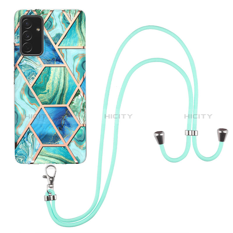 Silicone Candy Rubber Gel Fashionable Pattern Soft Case Cover with Lanyard Strap Y01B for Samsung Galaxy A05s