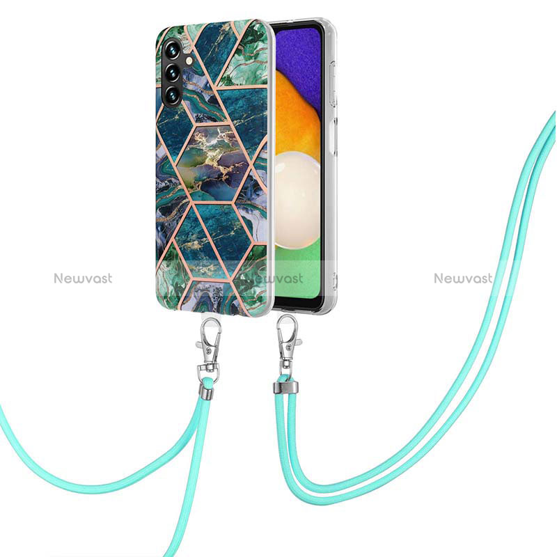 Silicone Candy Rubber Gel Fashionable Pattern Soft Case Cover with Lanyard Strap Y01B for Samsung Galaxy A13 5G