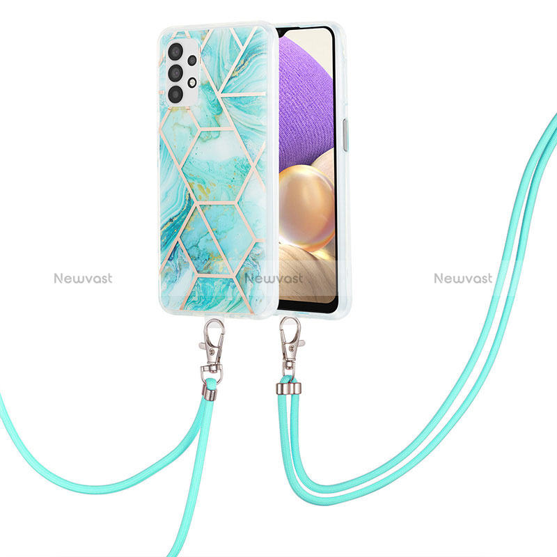 Silicone Candy Rubber Gel Fashionable Pattern Soft Case Cover with Lanyard Strap Y01B for Samsung Galaxy A23 4G