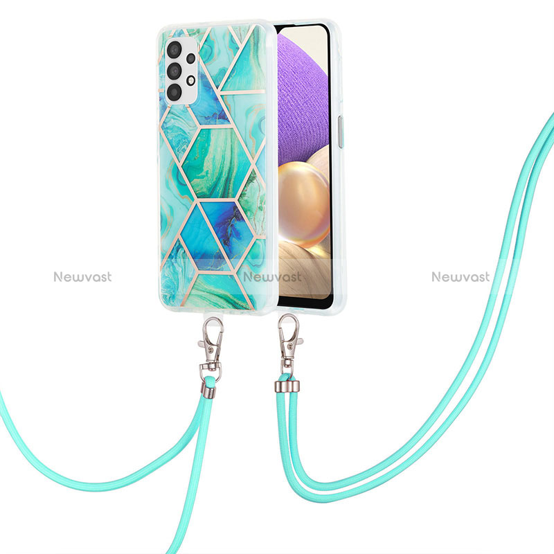 Silicone Candy Rubber Gel Fashionable Pattern Soft Case Cover with Lanyard Strap Y01B for Samsung Galaxy A23 4G