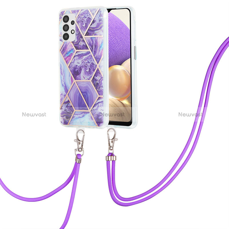 Silicone Candy Rubber Gel Fashionable Pattern Soft Case Cover with Lanyard Strap Y01B for Samsung Galaxy A23 4G