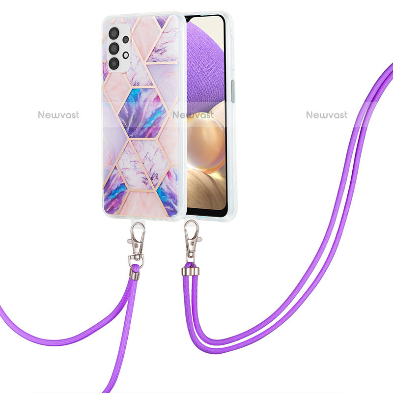 Silicone Candy Rubber Gel Fashionable Pattern Soft Case Cover with Lanyard Strap Y01B for Samsung Galaxy A23 5G