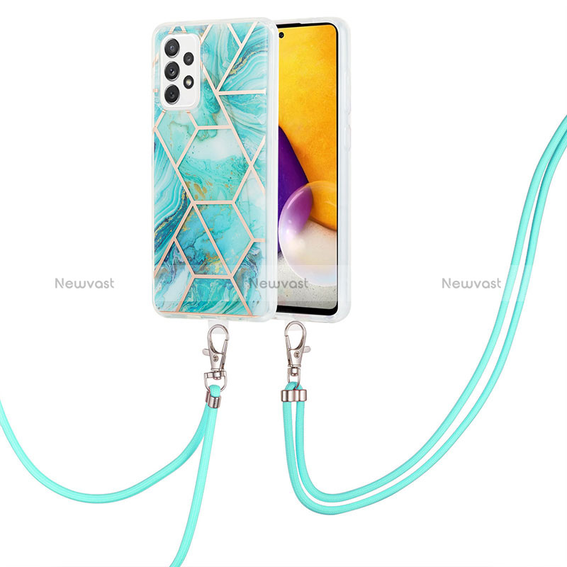 Silicone Candy Rubber Gel Fashionable Pattern Soft Case Cover with Lanyard Strap Y01B for Samsung Galaxy A53 5G