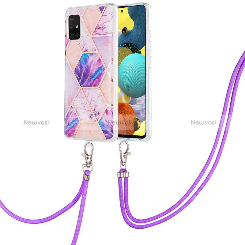 Silicone Candy Rubber Gel Fashionable Pattern Soft Case Cover with Lanyard Strap Y01B for Samsung Galaxy M40S