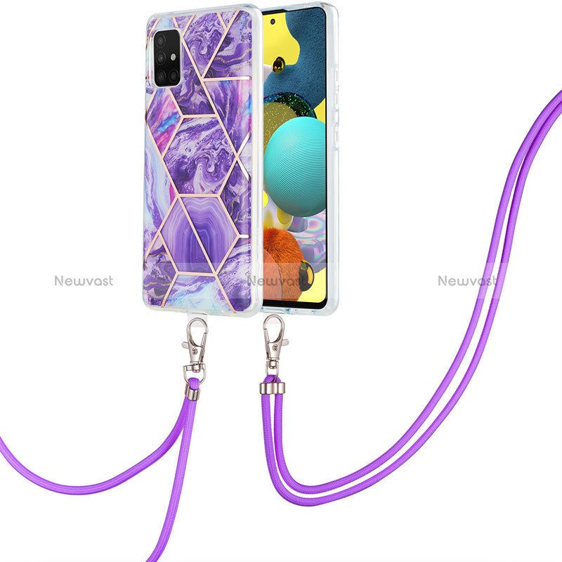 Silicone Candy Rubber Gel Fashionable Pattern Soft Case Cover with Lanyard Strap Y01B for Samsung Galaxy M40S