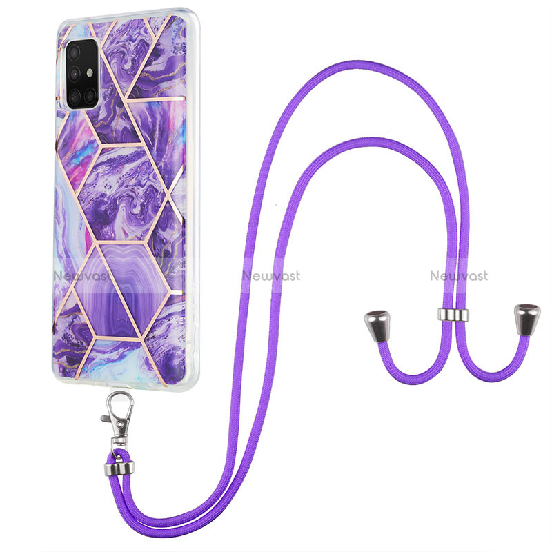 Silicone Candy Rubber Gel Fashionable Pattern Soft Case Cover with Lanyard Strap Y01B for Samsung Galaxy M40S